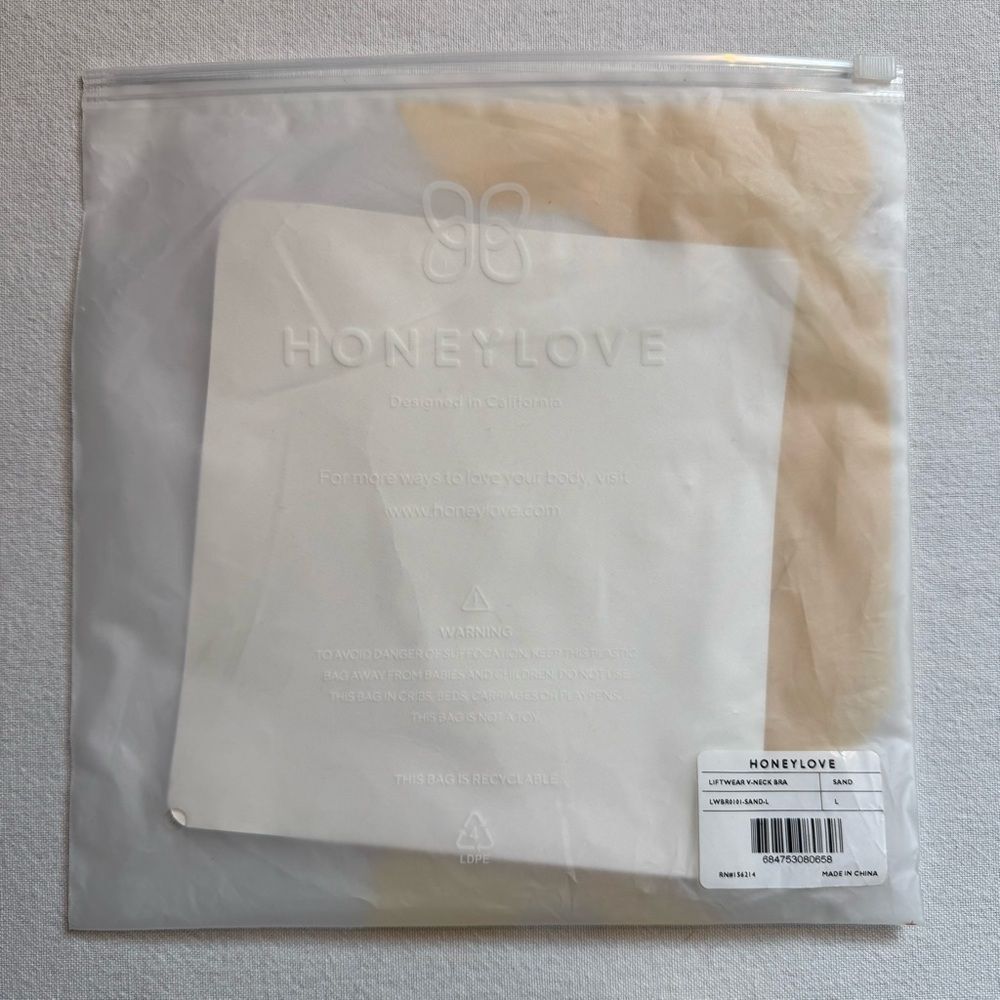 Honeylove LiftWear V-Neck Bra Sand Nude LWBR0101 NWT - Picture 8 of 11